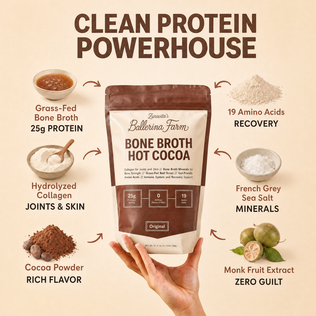 Zuravita's Ballerina Farm Bone Broth Hot Cocoa